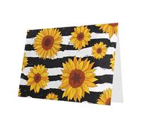 PHAYAH 10 Sheets Stylish Sunflowers Pattern Holiday Cards Blue Envelope Suitable As Wedding Anniversary And Party Invitation Cards