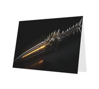 PHAYAH 10 Sheets Sword Of Wonderful Soldier Pattern Holiday Cards Dark Green Envelope Suitable As Wedding Anniversary And Party Invitation Cards