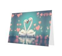 PHAYAH 10 Sheets The Swan In Love Holiday Cards Dark Green Envelope Suitable As Wedding Anniversary And Party Invitation Cards