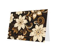 PHAYAH 10 Sheets White Seven Petal Flower Holiday Cards Dark Green Envelope Suitable As Wedding Anniversary And Party Invitation Cards