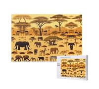 Phayah 1000 Piece Adult Puzzle Kids Wooden Puzzle Toy DIY Kit Home Decor 75x50cm African Grassland Animals Pattern