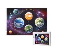 Phayah 1000 Piece Adult Puzzle Kids Wooden Puzzle Toy DIY Kit Home Decor 75x50cm Alien World Planets Pattern