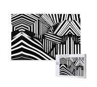 Phayah 1000 Piece Adult Puzzle Kids Wooden Puzzle Toy DIY Kit Home Decor 75x50cm Black and White Geometric Lines Pattern
