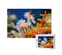 Phayah 1000 Piece Adult Puzzle Kids Wooden Puzzle Toy Diy Kit Home Decor 75x50cm Seahorse On Coral Ree Pattern