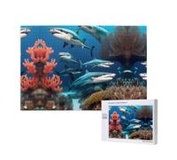 Phayah 1000 Piece Adult Puzzle Kids Wooden Puzzle Toy Diy Kit Home Decor 75x50cm Submarine Shark Coral Pattern