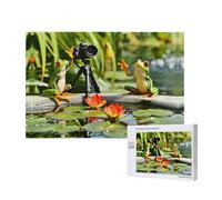 Phayah 1000 Piece Adult Puzzle Kids Wooden Puzzle Toy Diy Kit Home Decor 75x50cm Two Frogs Taking Pictures Pattern
