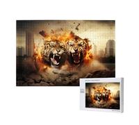 Phayah 1000 Piece Adult Puzzle Kids Wooden Puzzle Toy DIY Kit Home Decor 75x50cm Two Tigers On Fire Pattern
