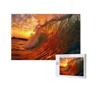 Phayah 1000 Piece Adult Puzzle Kids Wooden Puzzle Toy DIY Kit Home Decor 75x50cm Waves Rolling in The Sea Pattern