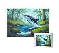 Phayah 1000 Piece Adult Puzzle Kids Wooden Puzzle Toy Diy Kit Home Decor 75x50cm Whale Swimming In The Forest Pattern