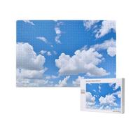 Phayah 1000 Piece Adult Puzzle Kids Wooden Puzzle Toy DIY Kit Home Decor 75x50cm White Clouds in The Sky Pattern