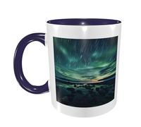 PHAYAH 11 Oz Ceramic Coffee Mug Gift for Wife Mother's Day Gift Birthday Gift for Drinking Tea Drinks Coffee and Hot Cocoa Sea Under The Aurora Borealis