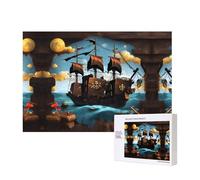 Phayah 300 Piece Adult Puzzle Kids Wooden Puzzle Toy Kit Home Decor 40 X 28 Cm Cartoon Pirate Ship Pattern