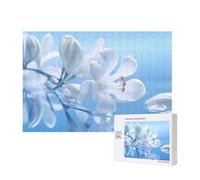 Phayah 300 Piece Adult Puzzle Kids Wooden Puzzle Toy Kit Home Decor 40 X 28 Cm Small White Flowers In Bloom Pattern