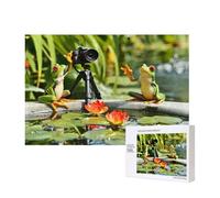 Phayah 300 Piece Adult Puzzle Kids Wooden Puzzle Toy Kit Home Decor 40 X 28 Cm Two Frogs Taking Pictures Pattern