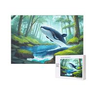 Phayah 300 Piece Adult Puzzle Kids Wooden Puzzle Toy Kit Home Decor 40 X 28 Cm Whale Swimming In The Forest Pattern