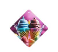 Phayah 4 Pcs Car Fresheners Hanging Cool Ice Cream Pattern Lavender Scent Tablets Long Lasting Fragrance Scented Card Square