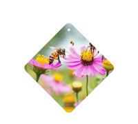 Phayah 4 Pcs Car Fresheners Hanging Diligent Bee Pattern Lavender Scent Tablets Long Lasting Fragrance Scented Card Square