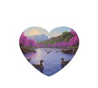 Phayah 4 Pcs Car Fresheners Hanging Ducks On The Lake Pattern Lavender Scent Tablets Long Lasting Fragrance Scented Card Heart Shape