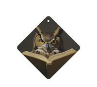 Phayah 4 Pcs Car Fresheners Hanging Owl Reading A Book Pattern Lavender Scent Tablets Long Lasting Fragrance Scented Card Square