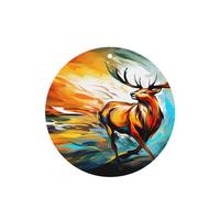 Phayah 4 Pcs Car Fresheners Hanging Red And Yellow Deer Pattern Lavender Scent Tablets Long Lasting Fragrance Scented Card Round Shape