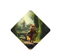 Phayah 4 Pcs Car Fresheners Hanging Red Backpack Squirrel Pattern Lavender Scent Tablets Long Lasting Fragrance Scented Card Square