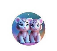 Phayah 4pcs A Pair Of Tigers Pattern Lavender Scent Car Air Fresheners Round Shape Hanging Fragrance Tablet Closet Shoe Closet Fragrance