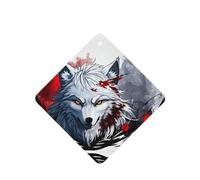 Phayah 4pcs A Wolf'S Head Dripping Blood Pattern Lavender Scent Car Air Fresheners Square Hanging Fragrance Tablet Closet Shoe Closet Fragrance