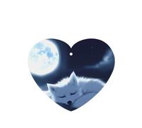 Phayah 4pcs Sleeping Fox Under The Moon Pattern Lavender Scent Car Air Fresheners Heart Shape Hanging Fragrance Tablet Closet Shoe Closet Fragrance
