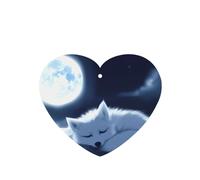Phayah 4pcs Sleeping Fox Under The Moon Pattern Lavender Scent Car Air Fresheners Heart Shape Hanging Fragrance Tablet Closet Shoe Closet Fragrance