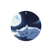 Phayah 4pcs Sleeping Fox Under The Moon Pattern Lavender Scent Car Air Fresheners Round Shape Hanging Fragrance Tablet Closet Shoe Closet Fragrance