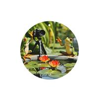 Phayah 4pcs Two Frogs Taking Pictures Pattern Lavender Scent Car Air Fresheners Round Shape Hanging Fragrance Tablet Closet Shoe Closet Fragrance