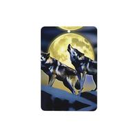 Phayah 4pcs Two Wolves Whistling At The Moon Pattern Lavender Scent Car Air Fresheners Rectangle Hanging Fragrance Tablet Closet Shoe Closet Fragrance