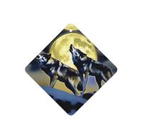Phayah 4pcs Two Wolves Whistling At The Moon Pattern Lavender Scent Car Air Fresheners Square Hanging Fragrance Tablet Closet Shoe Closet Fragrance