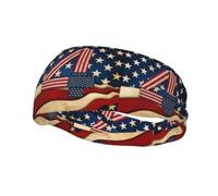 PHAYAH 4th of July Patriotic Flag pattern Sports headband suitable for running yoga basketball elastic moisture band