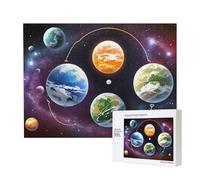 Phayah 500 Piece Adult Puzzle Kids Wooden Puzzle Toy Kit Home Decor 52 X 38 Cm Alien World Planets Pattern