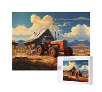 Phayah 500 Piece Adult Puzzle Kids Wooden Puzzle Toy Kit Home Decor 52 X 38 Cm Farm Red Tractor Pattern