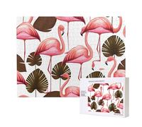 Phayah 500 Piece Adult Puzzle Kids Wooden Puzzle Toy Kit Home Decor 52 X 38 Cm Flamingo Palm Leaf Pattern