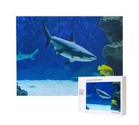Phayah 500 Piece Adult Puzzle Kids Wooden Puzzle Toy Kit Home Decor 52 X 38 Cm Shark Chasing Small Fish Pattern