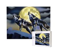 Phayah 500 Piece Adult Puzzle Kids Wooden Puzzle Toy Kit Home Decor 52 X 38 Cm Two Wolves Whistling At The Moon Pattern