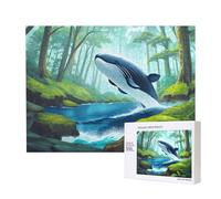 Phayah 500 Piece Adult Puzzle Kids Wooden Puzzle Toy Kit Home Decor 52 X 38 Cm Whale Swimming In The Forest Pattern