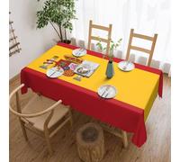 PHAYAH 54x72in Rectangular Tablecloth Spanish Flag Patterned for Home Kitchen, Dining Room, Parties, Indoor and Outdoor Use