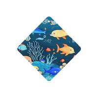 Phayah 6 Pcs Car Fresheners Hanging Blue Underwater World Of Fish Pattern Lavender Scent Tablets Long Lasting Fragrance Scented Card Square