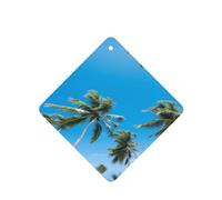Phayah 6 Pcs Car Fresheners Hanging Coconut Grove By The Sea Pattern Lavender Scent Tablets Long Lasting Fragrance Scented Card Square