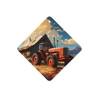Phayah 6 Pcs Car Fresheners Hanging Farm Red Tractor Pattern Lavender Scent Tablets Long Lasting Fragrance Scented Card Square