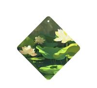 Phayah 6 Pcs Car Fresheners Hanging Frog Under Lotus Leaf Pattern Lavender Scent Tablets Long Lasting Fragrance Scented Card Square