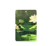 Phayah 6 Pcs Car Fresheners Hanging Frog Under Lotus Leaf Pattern Lavender Scent Tablets Long Lasting Fragrance Scented Card Rectangle