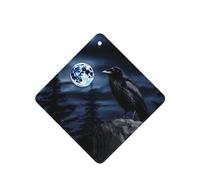 Phayah 6 Pcs Car Fresheners Hanging Raven In The Night Pattern Lavender Scent Tablets Long Lasting Fragrance Scented Card Square