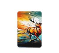 Phayah 6 Pcs Car Fresheners Hanging Red And Yellow Deer Pattern Lavender Scent Tablets Long Lasting Fragrance Scented Card Rectangle