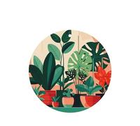 Phayah 6pcs Indoor Potted Green Plants Pattern Lavender Scent Car Air Fresheners Round Shape Hanging Fragrance Tablet Closet Shoe Closet Fragrance
