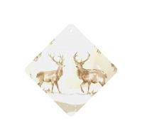 Phayah 6pcs Two Deer In The Snow Pattern Lavender Scent Car Air Fresheners Square Hanging Fragrance Tablet Closet Shoe Closet Fragrance